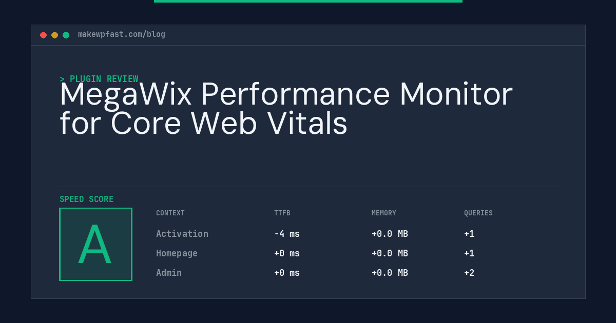 MegaWix Performance Monitor for Core Web Vitals - MakeWPFast