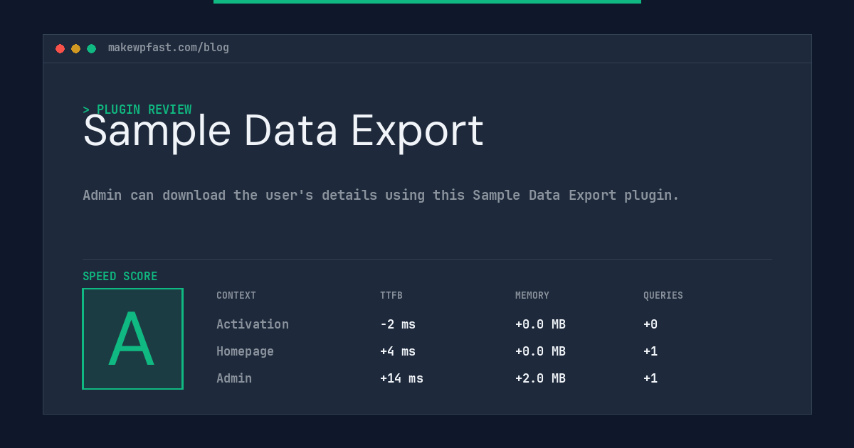 Sample Data Export - MakeWPFast