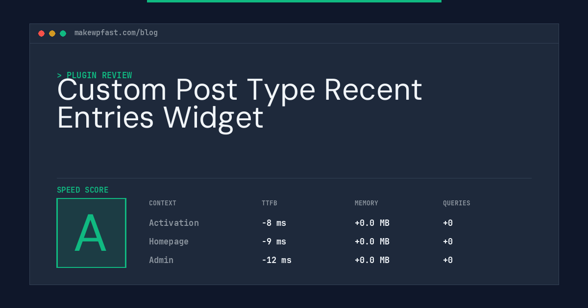 Custom Post Type Recent Entries Widget - MakeWPFast