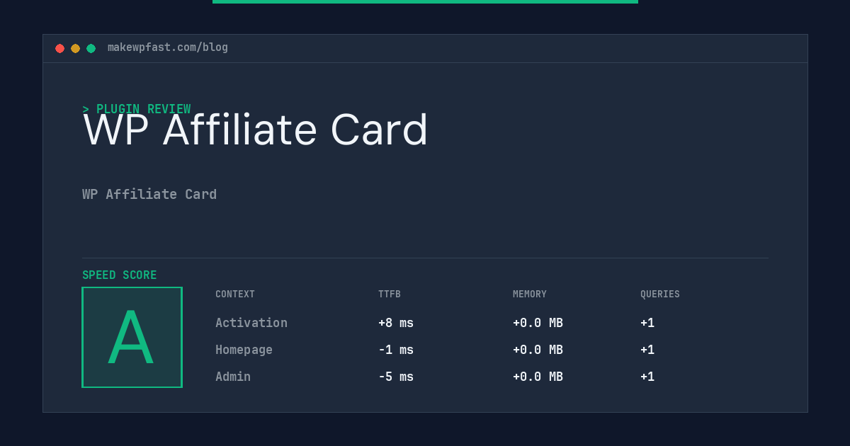 WP Affiliate Card - MakeWPFast
