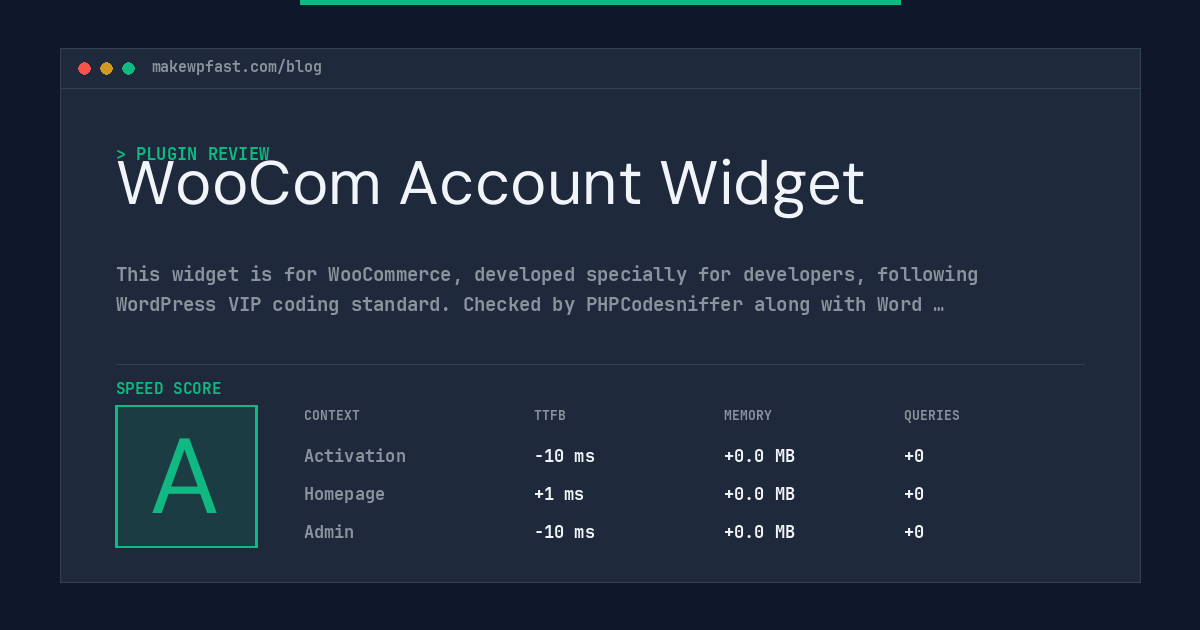 WooCom Account Widget - MakeWPFast
