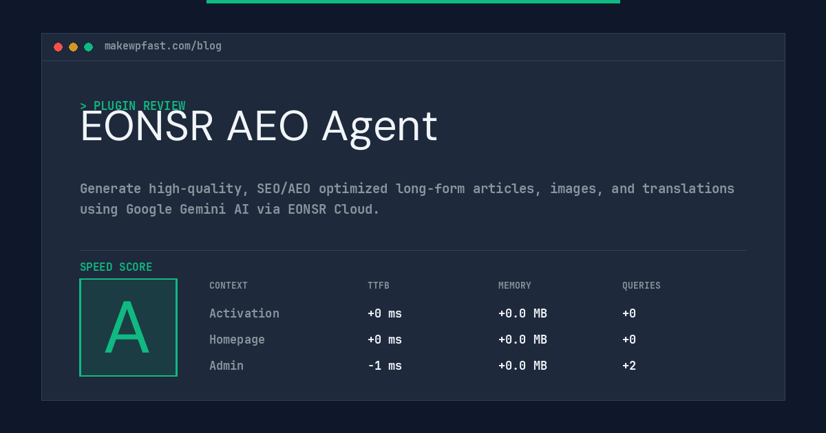 EONSR AEO Agent - MakeWPFast