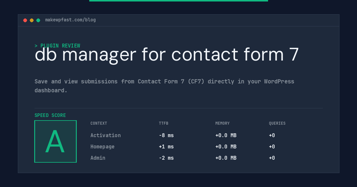 db manager for contact form 7 - MakeWPFast