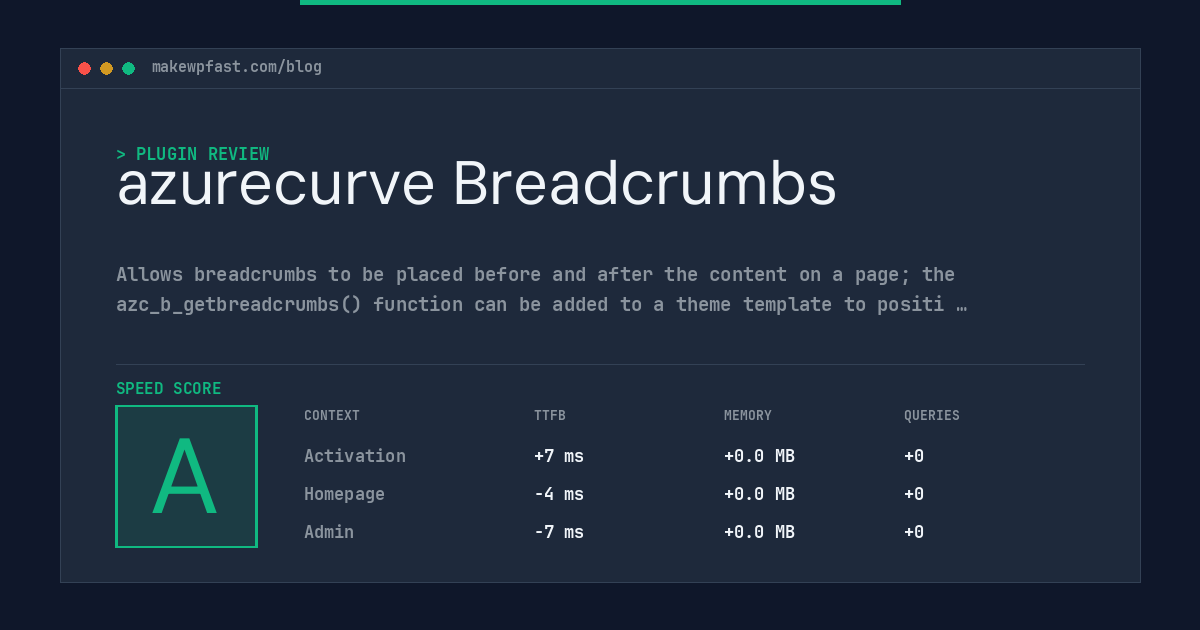azurecurve Breadcrumbs - MakeWPFast