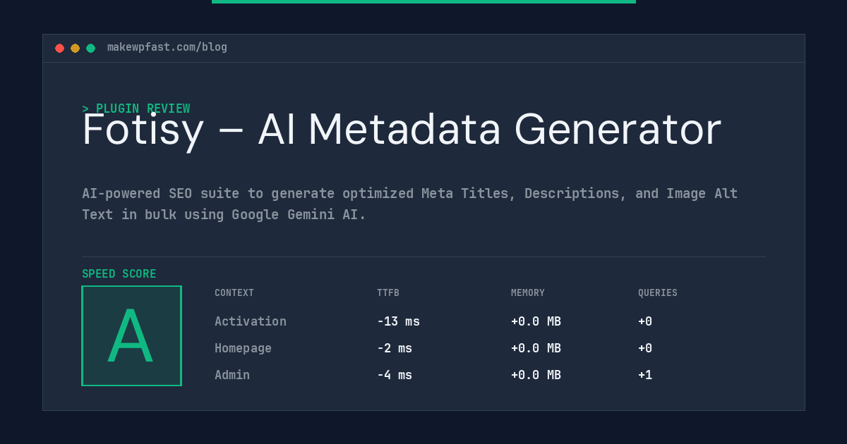 Fotisy – AI Metadata Generator - MakeWPFast