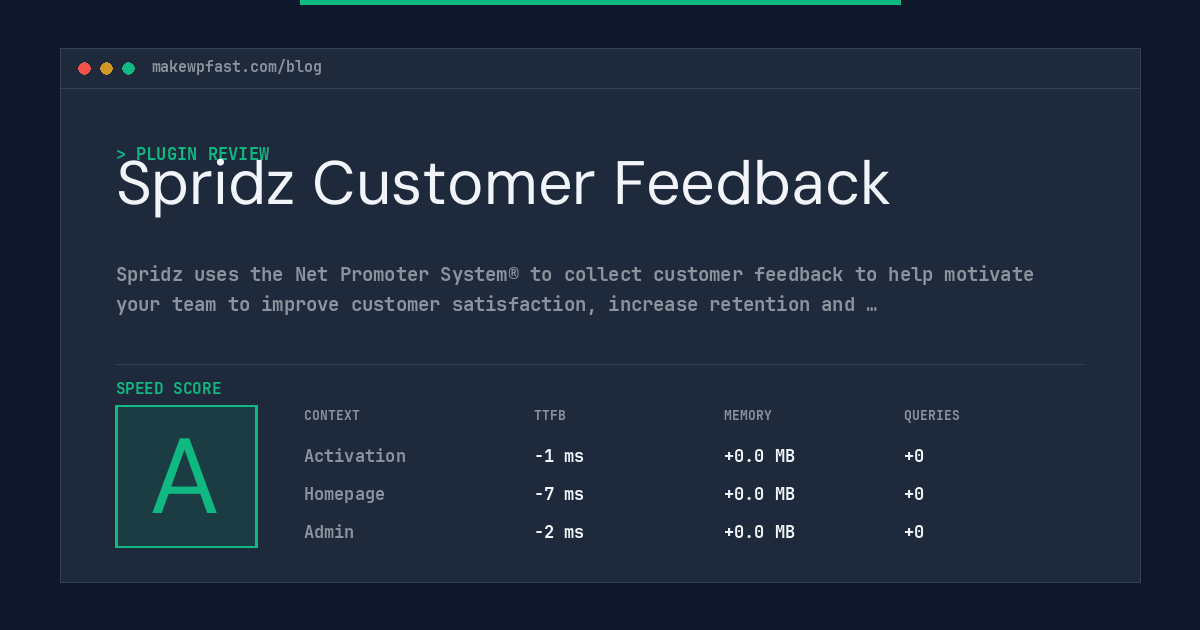 Spridz Customer Feedback - MakeWPFast