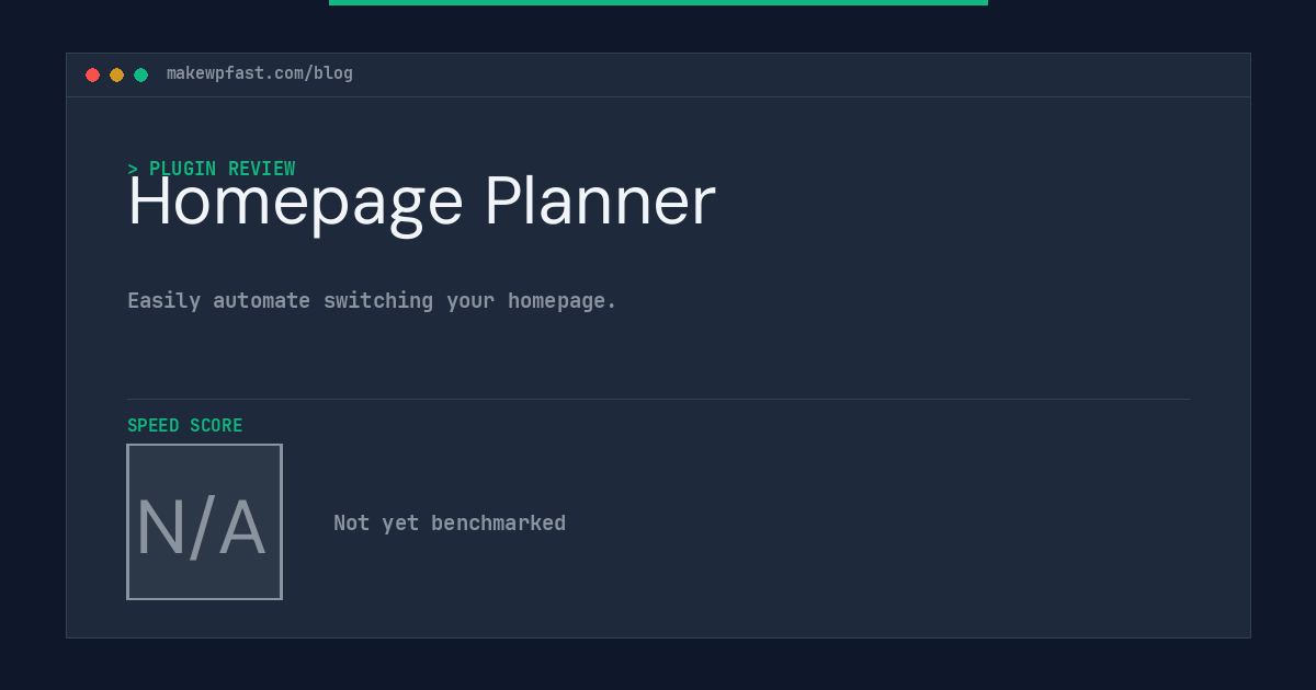 Homepage Planner - MakeWPFast