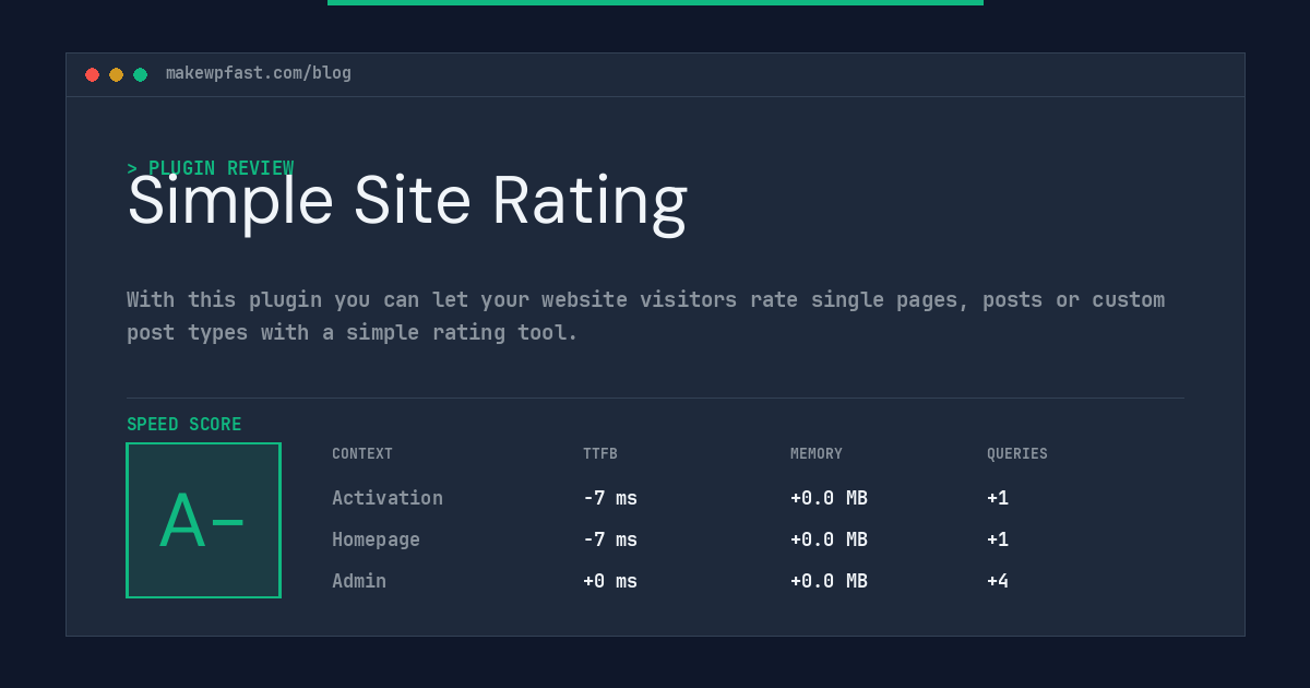 Simple Site Rating - MakeWPFast