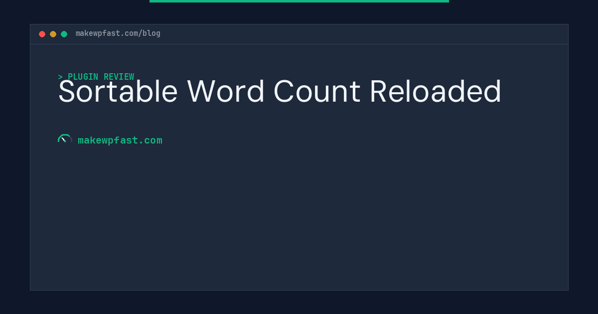 Sortable Word Count Reloaded - MakeWPFast