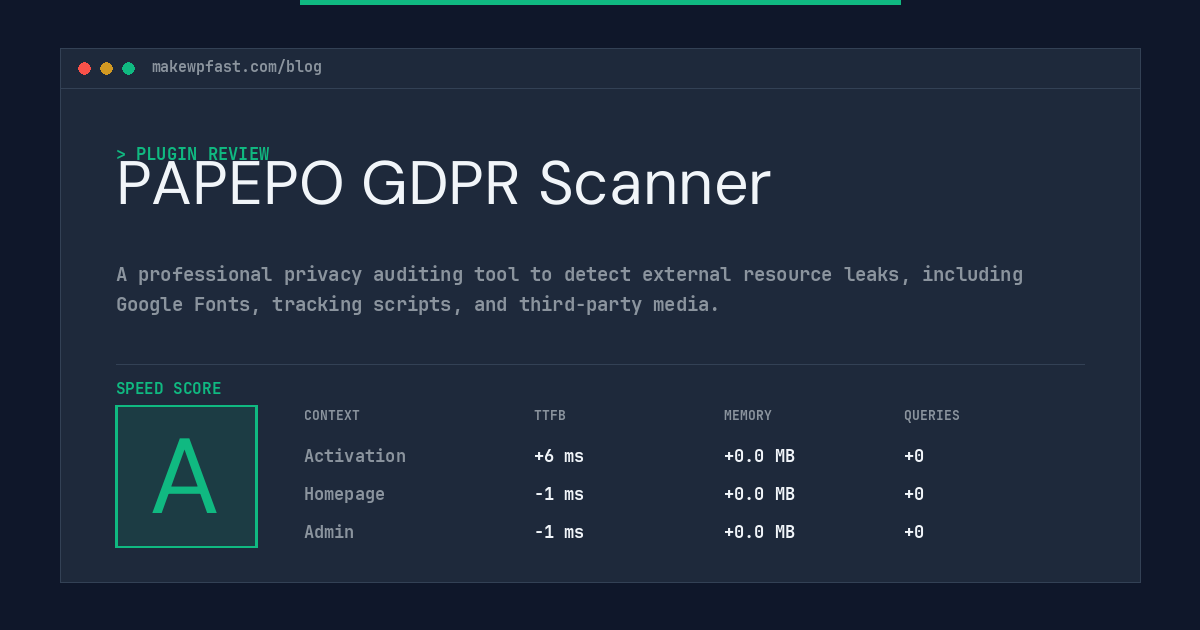 PAPEPO GDPR Scanner - MakeWPFast