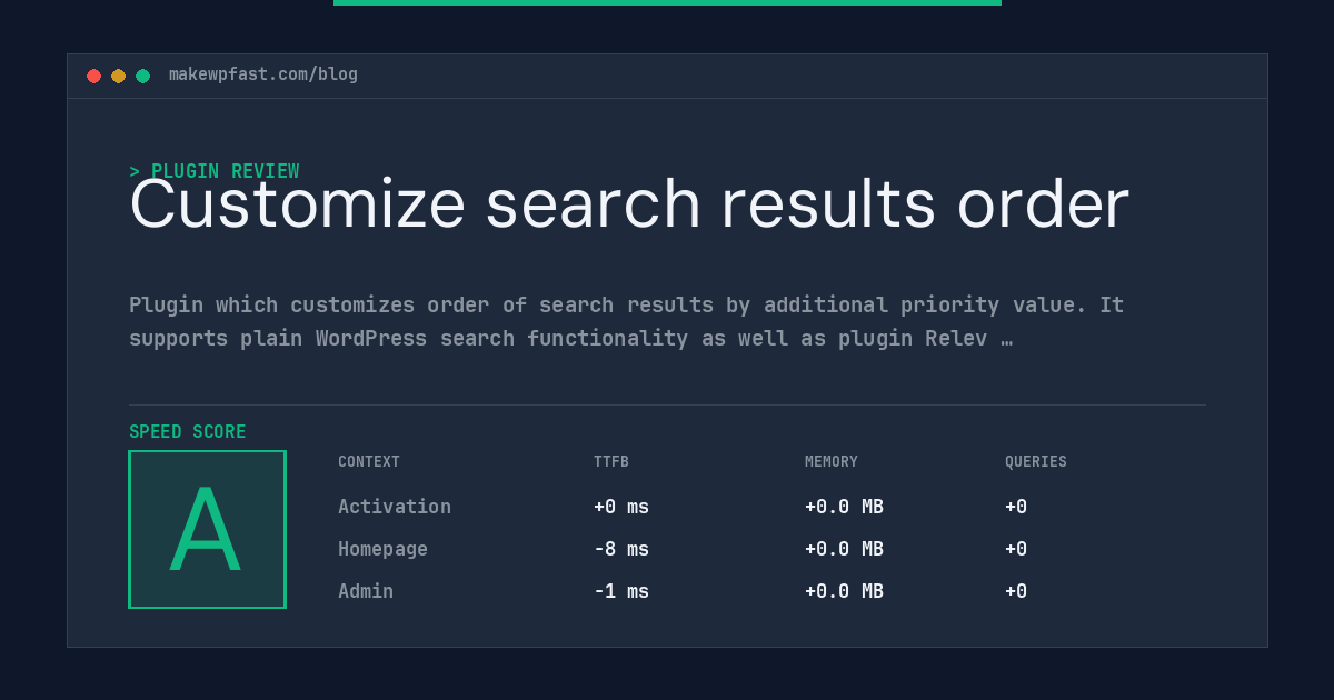 Customize search results order - MakeWPFast