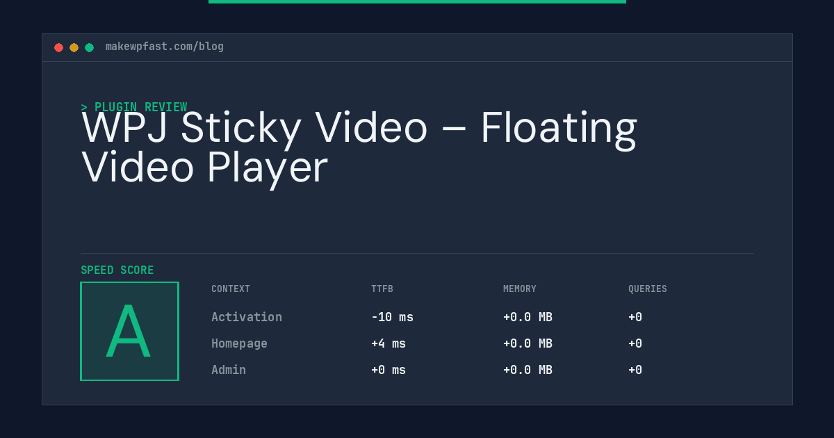 WPJ Sticky Video – Floating Video Player - MakeWPFast