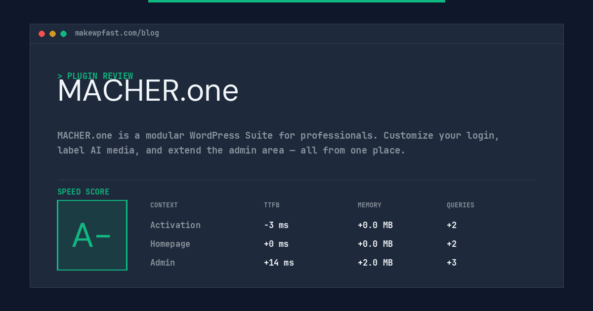 MACHER.one - MakeWPFast