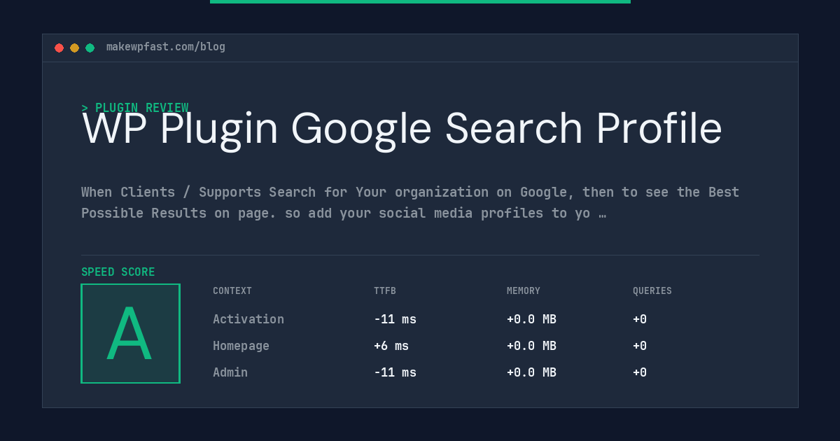 WP Plugin Google Search Profile - MakeWPFast
