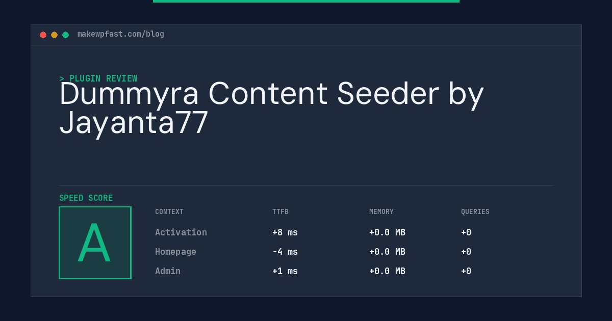 Dummyra Content Seeder by Jayanta77 - MakeWPFast