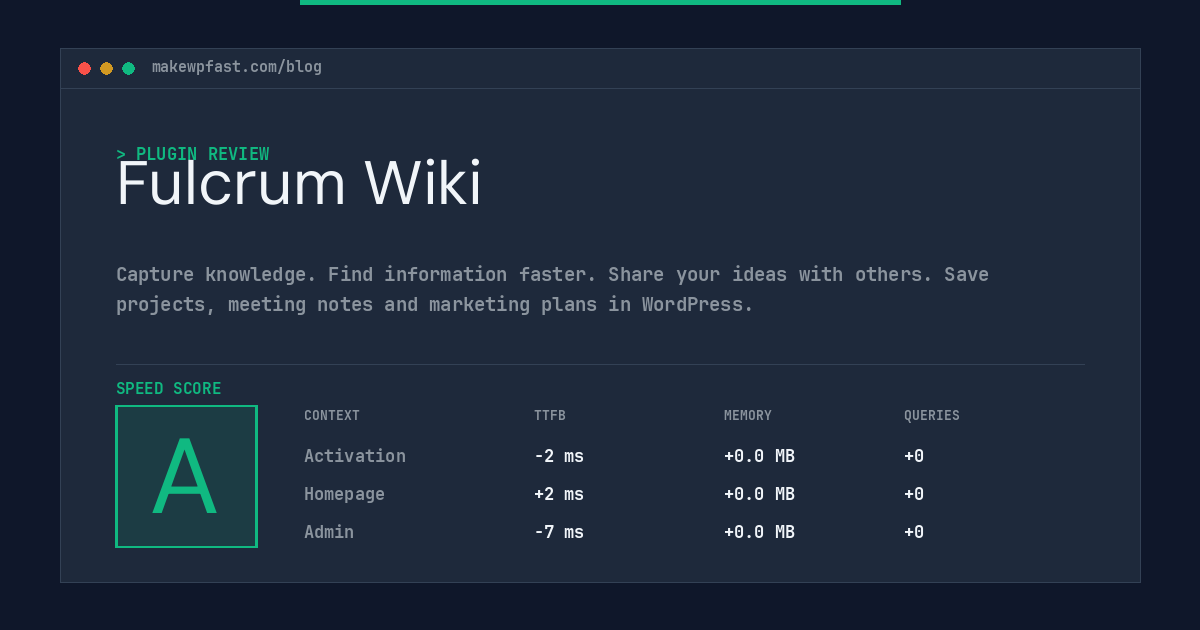 Fulcrum Wiki - MakeWPFast
