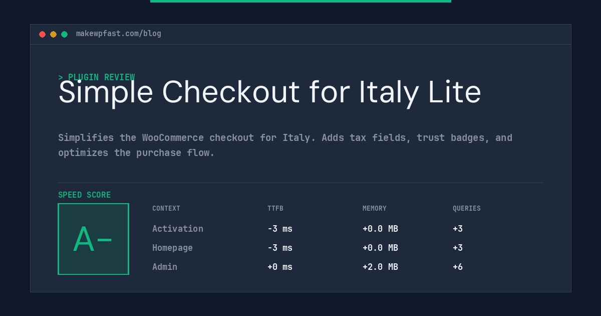 Simple Checkout for Italy Lite - MakeWPFast