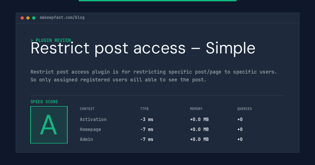 Restrict post access – Simple - MakeWPFast