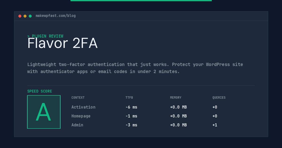Flavor 2FA - MakeWPFast