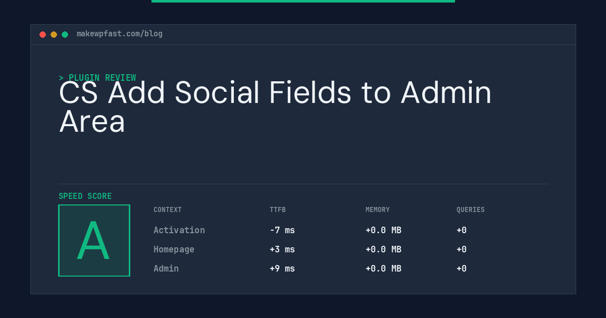 CS Add Social Fields to Admin Area - MakeWPFast