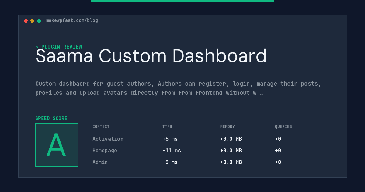 Saama Custom Dashboard - MakeWPFast