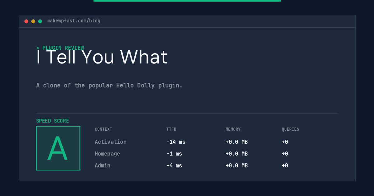 I Tell You What - MakeWPFast