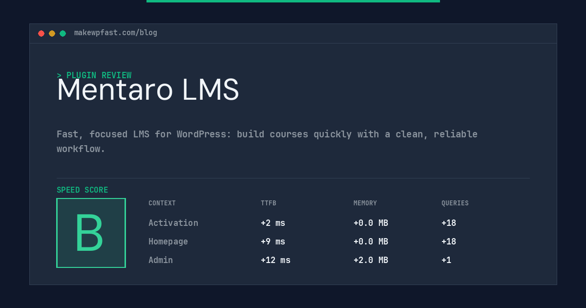 Mentaro LMS - MakeWPFast