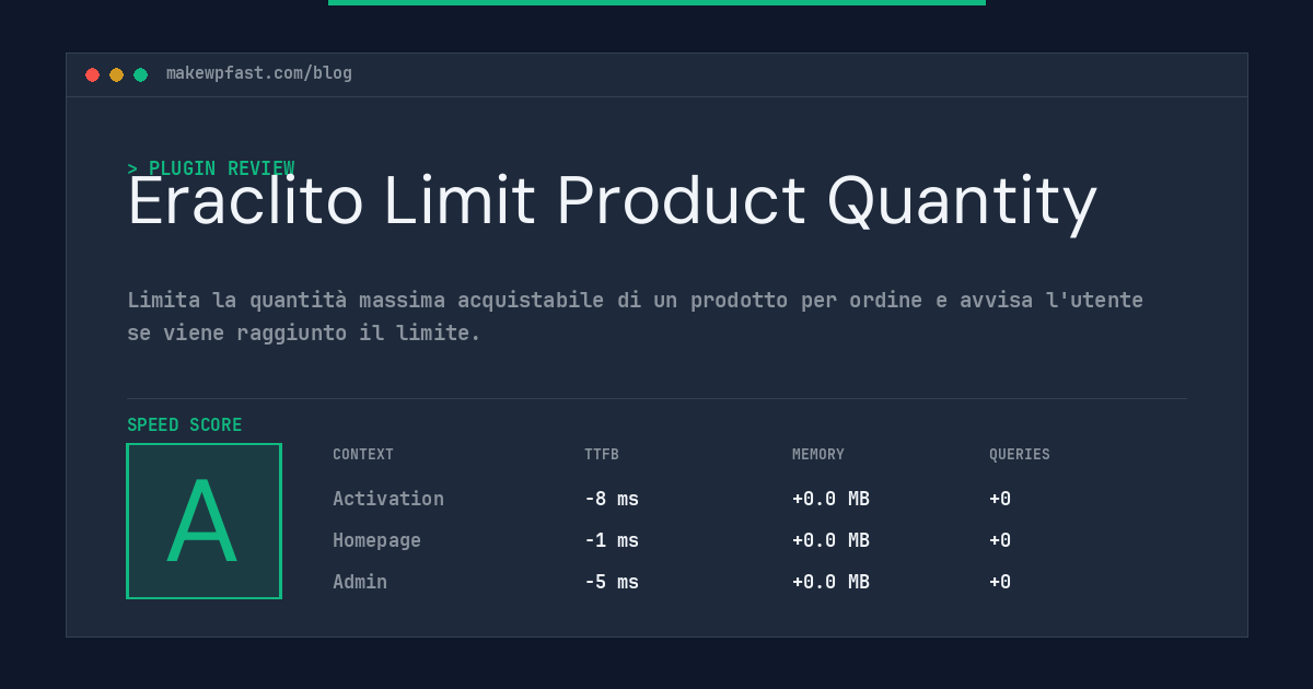 Eraclito Limit Product Quantity - MakeWPFast