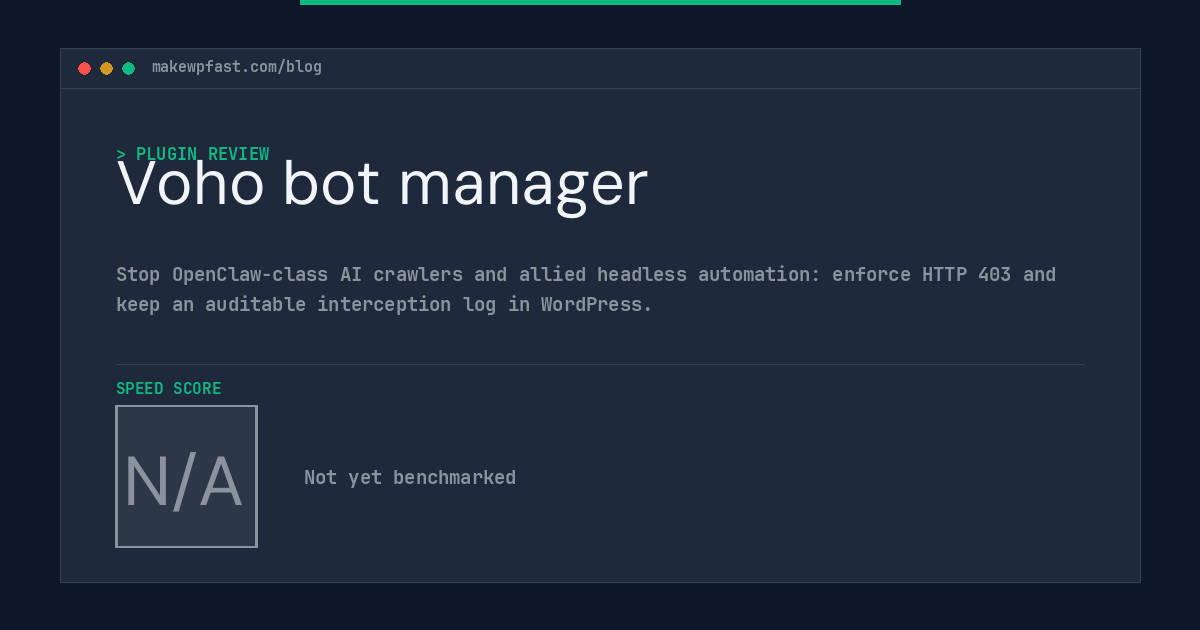 Voho bot manager - MakeWPFast