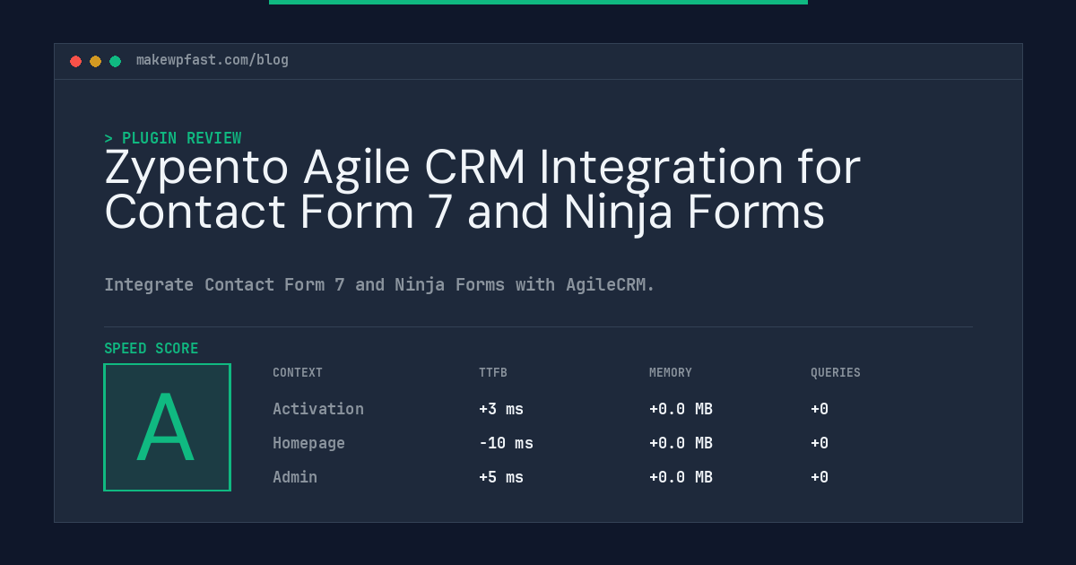 Zypento Agile CRM Integration for Contact Form 7 and Ninja Forms - MakeWPFast