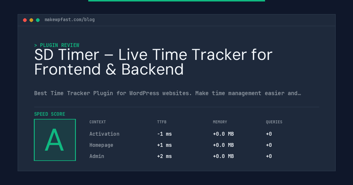 SD Timer – Live Time Tracker for Frontend & Backend - MakeWPFast