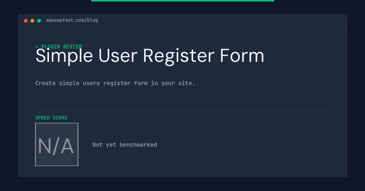 Simple User Register Form - MakeWPFast