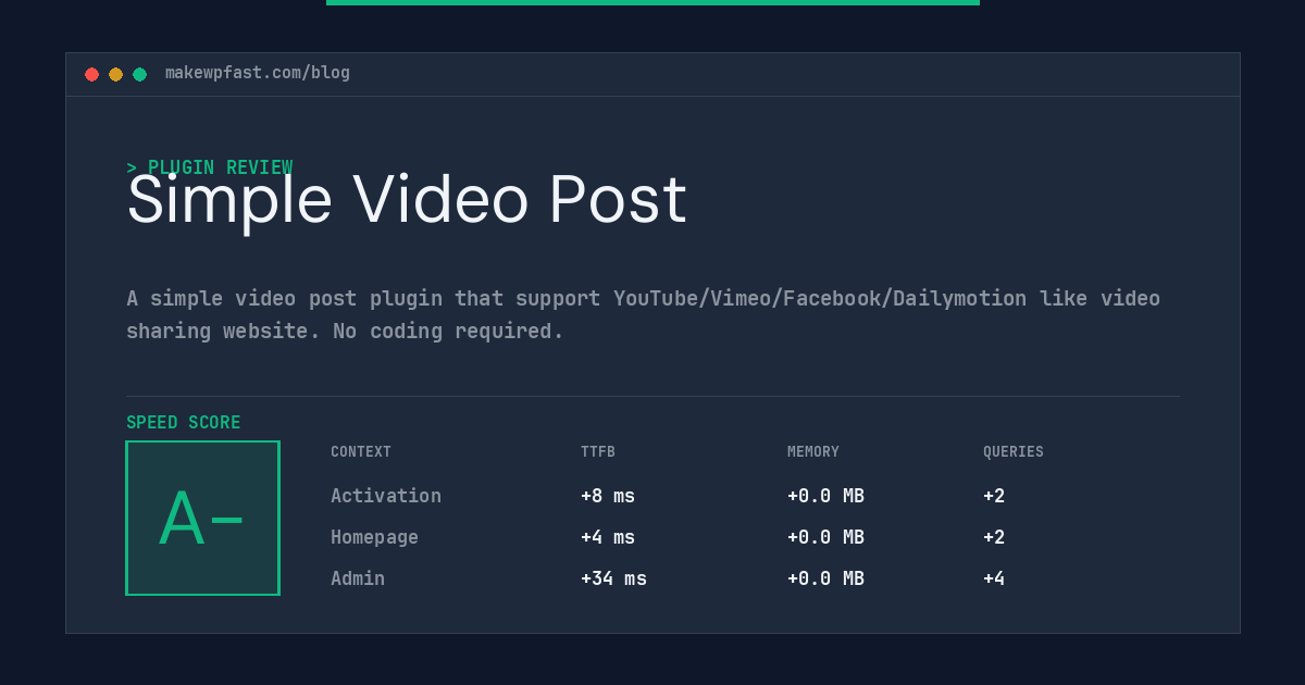 Simple Video Post - MakeWPFast