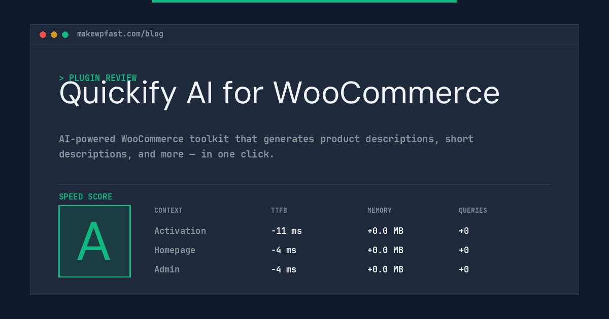 Quickify AI for WooCommerce - MakeWPFast