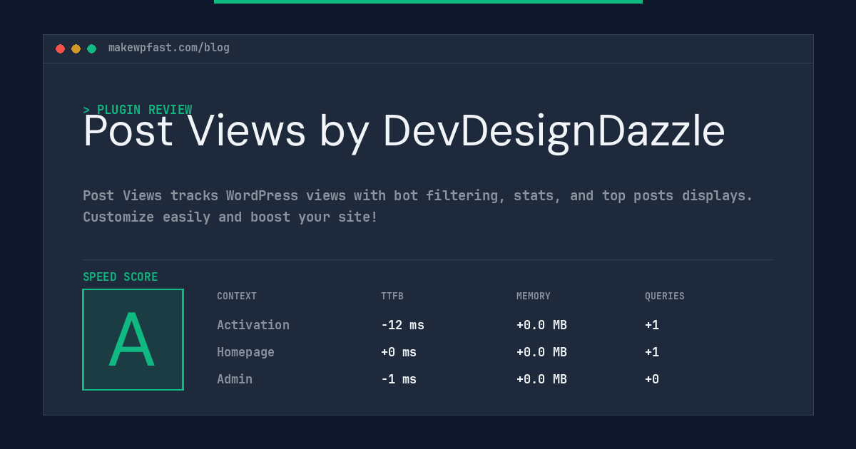 Post Views by DevDesignDazzle - MakeWPFast