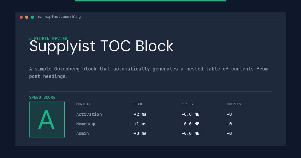 Supplyist TOC Block - MakeWPFast