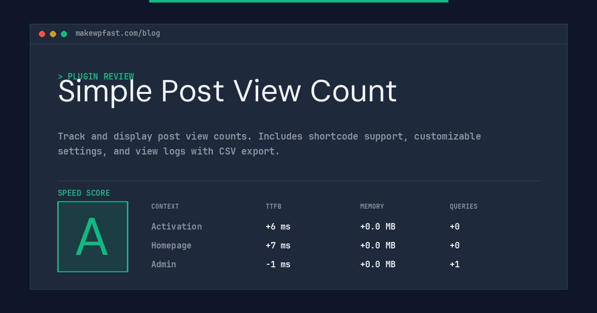Simple Post View Count - MakeWPFast
