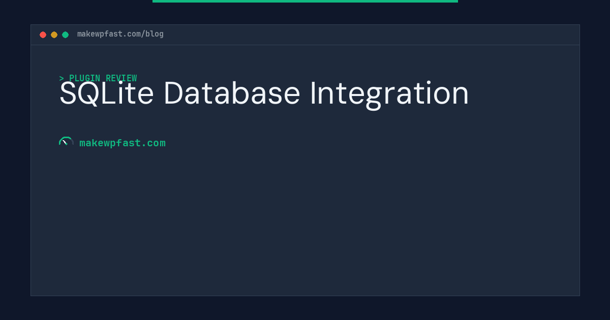SQLite Database Integration - MakeWPFast