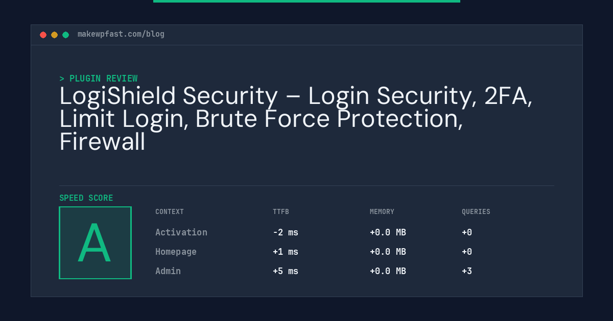 LogiShield Security – Login Security, 2FA, Limit Login, Brute Force Protection, Firewall - MakeWPFast
