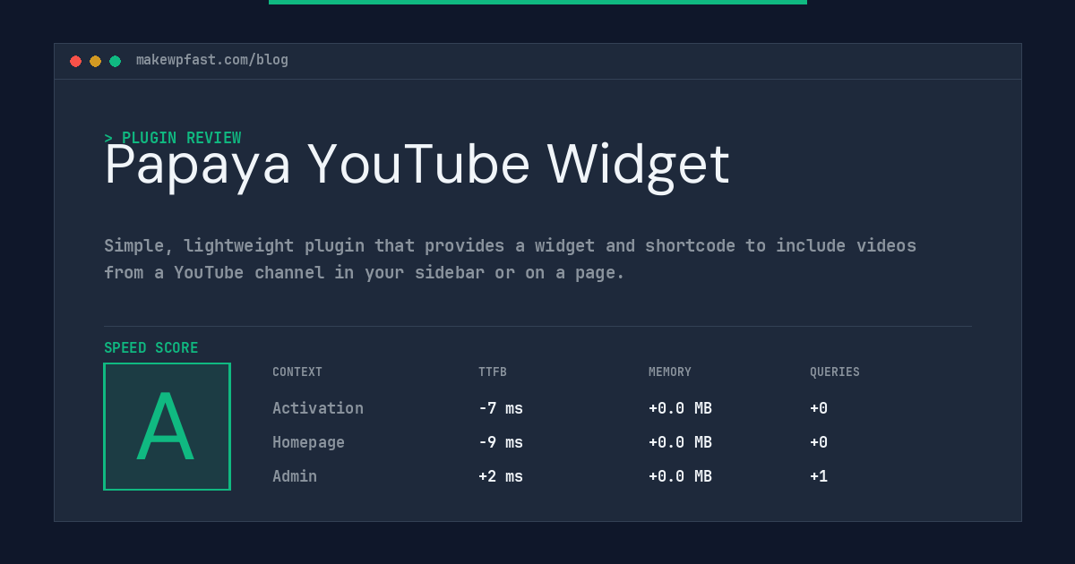 Papaya YouTube Widget - MakeWPFast