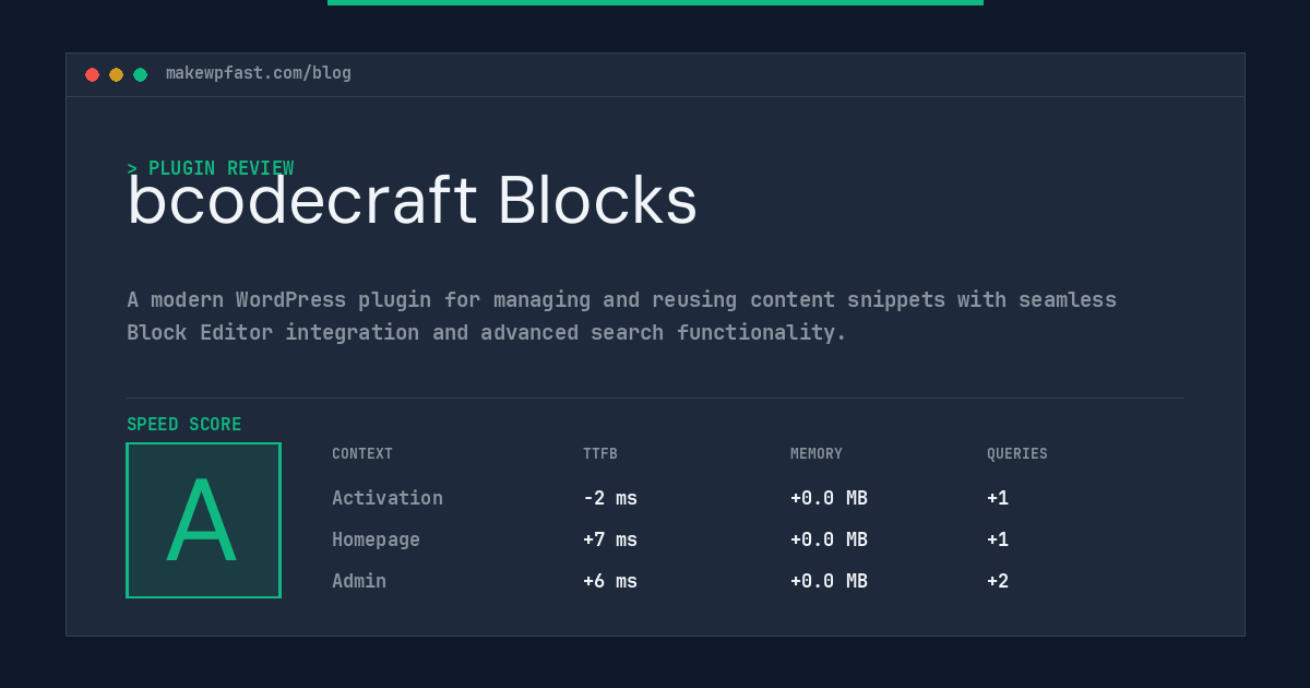 bcodecraft Blocks - MakeWPFast