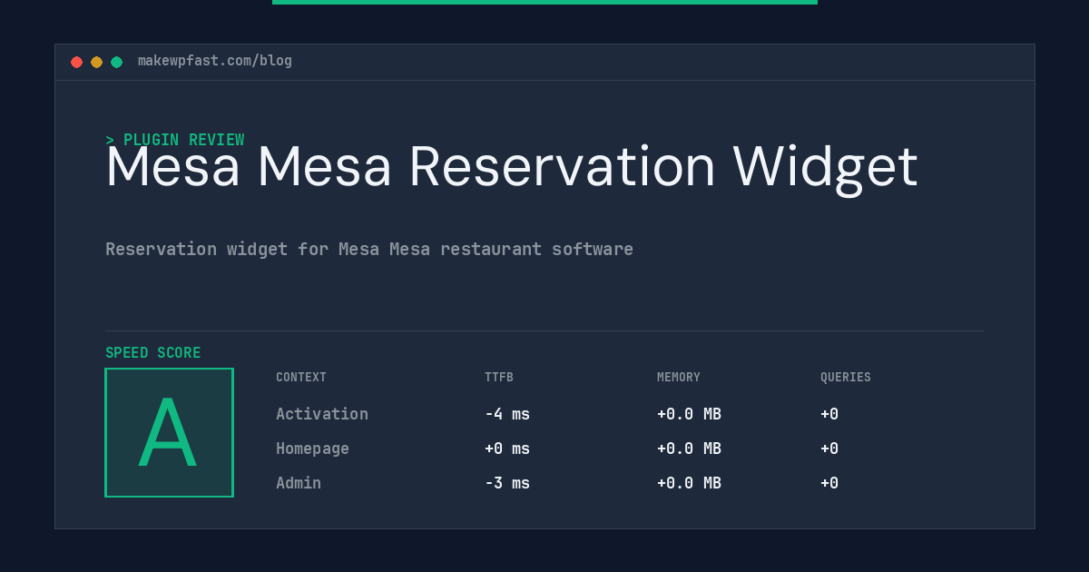Mesa Mesa Reservation Widget - MakeWPFast