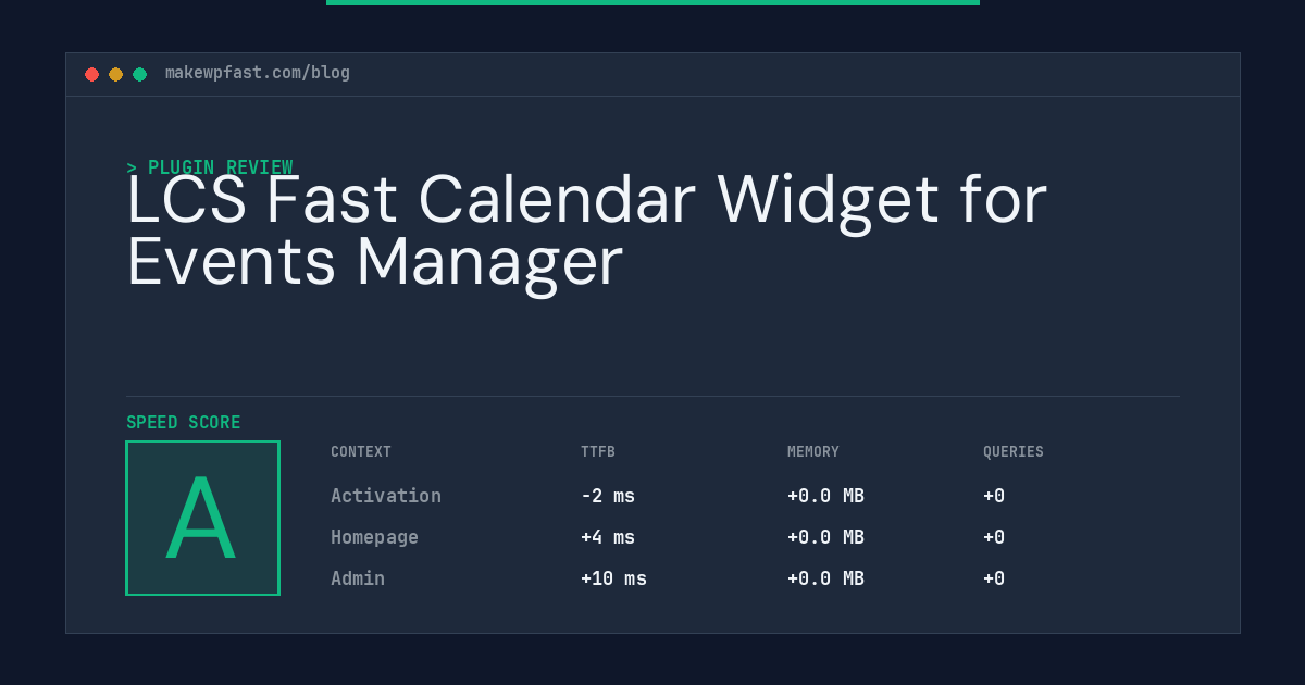 LCS Fast Calendar Widget for Events Manager - MakeWPFast