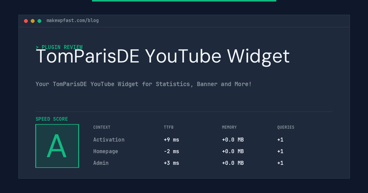 TomParisDE YouTube Widget - MakeWPFast