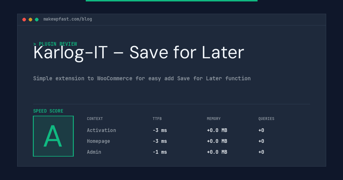 Karlog-IT – Save for Later - MakeWPFast
