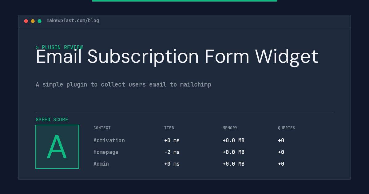 Email Subscription Form Widget - MakeWPFast