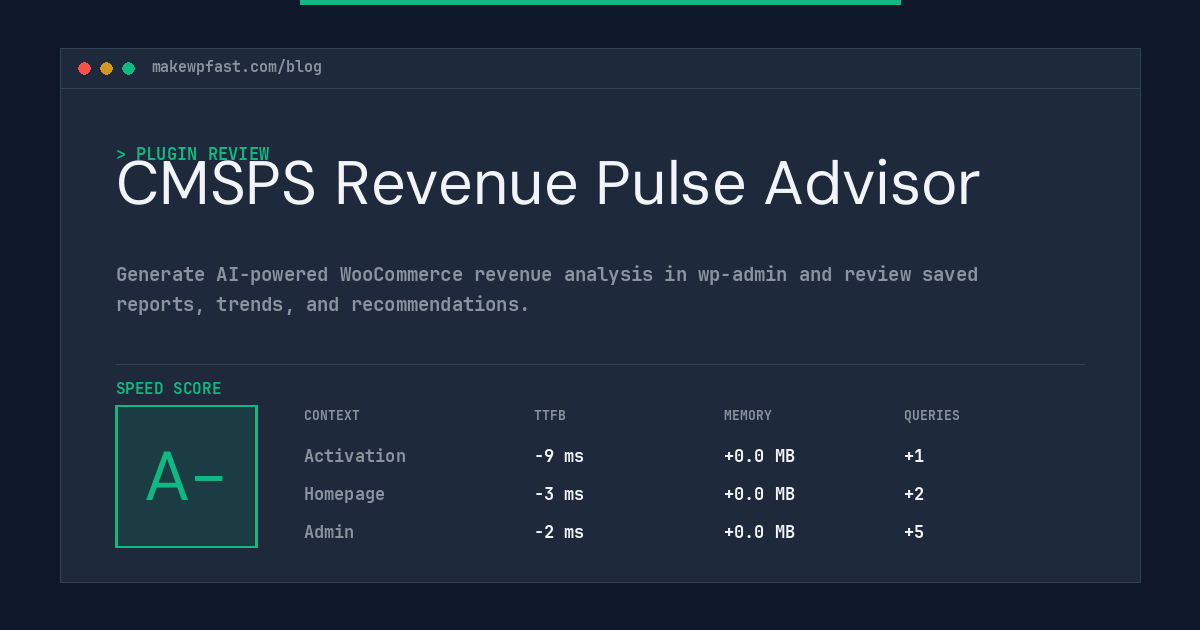 CMSPS Revenue Pulse Advisor - MakeWPFast