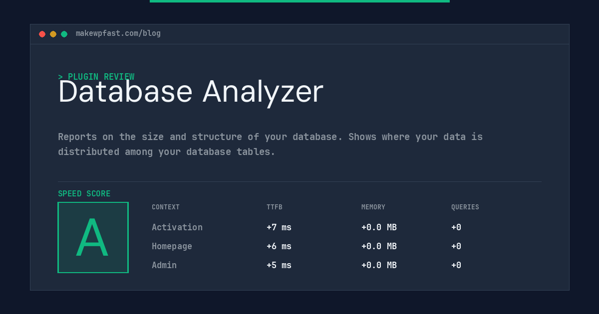Database Analyzer - MakeWPFast