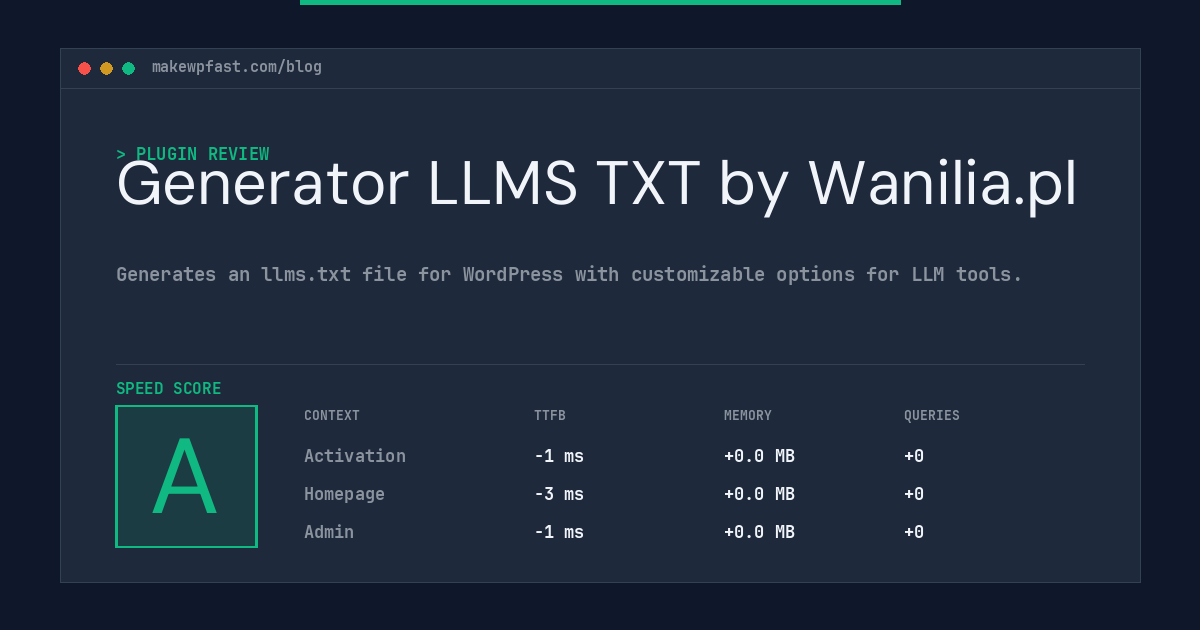 Generator LLMS TXT by Wanilia.pl - MakeWPFast