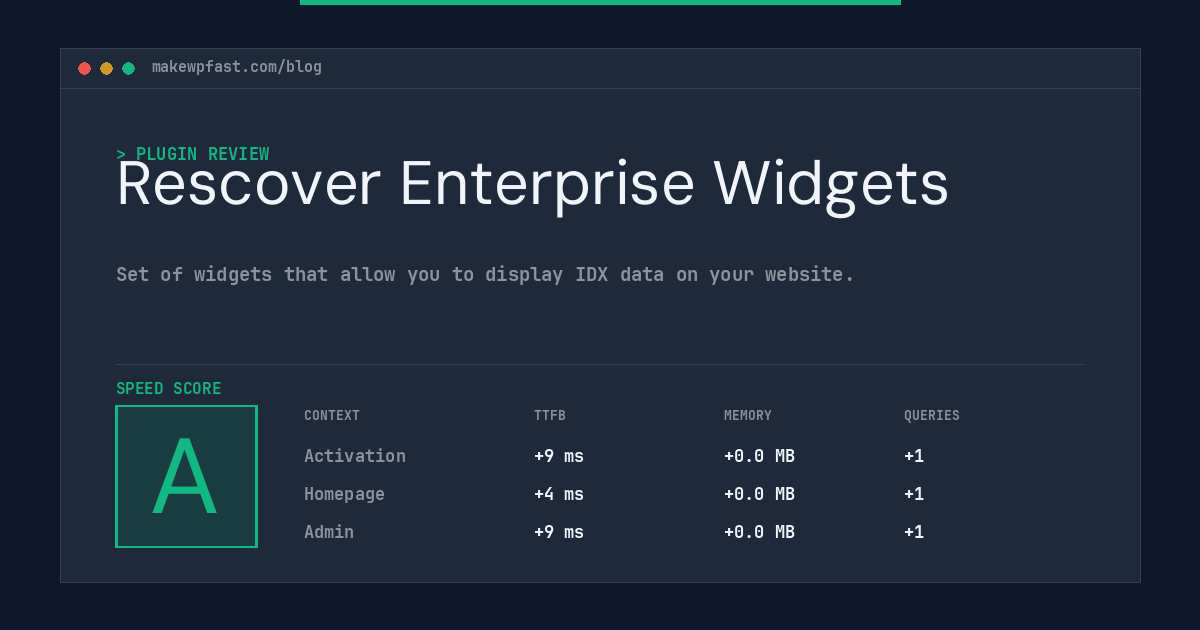 Rescover Enterprise Widgets - MakeWPFast